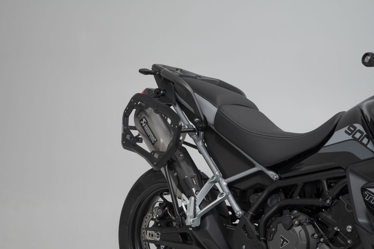 TRAX ADV aluminum case system + Akrapovic Black. 45/37 l. Triumph Tiger 900 (19-23).