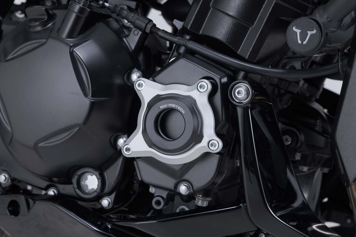 Engine case protector Black/Silver. Kawasaki Z1100 (25 - ). - SW - Motech UK