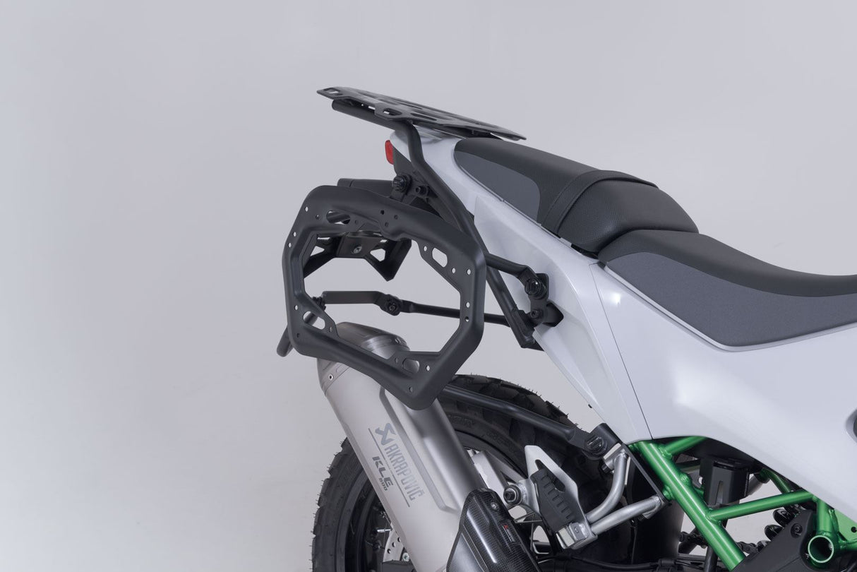 TRAX ADV aluminum case system + Akrapovic Black. 45/37 l. Kawasaki KLE500/KLE500 SE (26-).