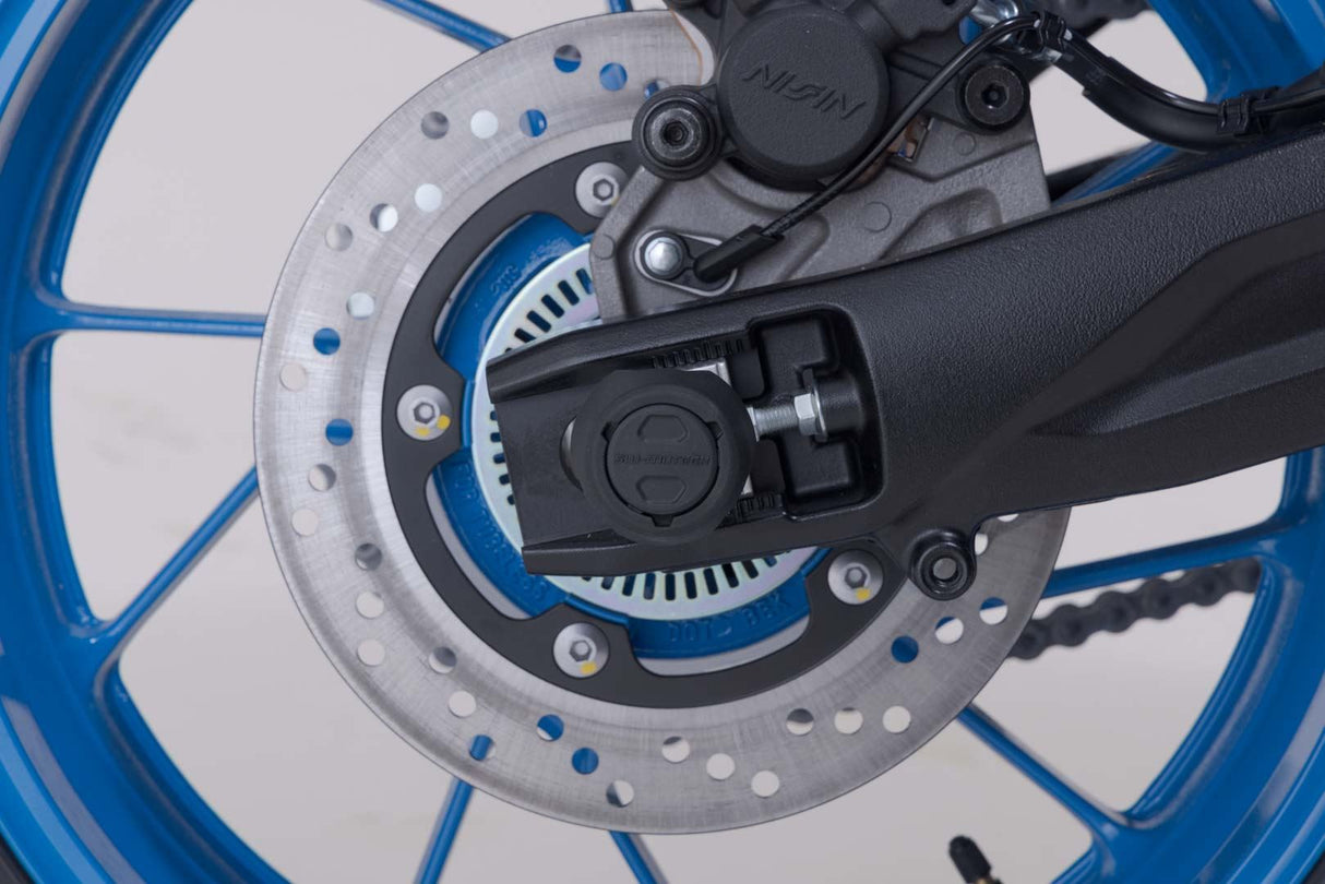 Rear axle crash pad kit Suzuki GSX - 8S (22 - ) Black - SW - Motech UK