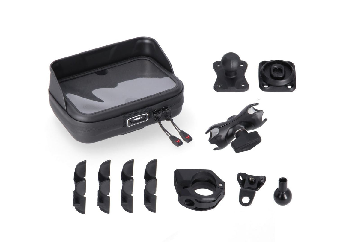 Universal GPS mount kit with Navi Case Incl. 2" socket arm, for handlebar/mirror thread - SW - Motech UK