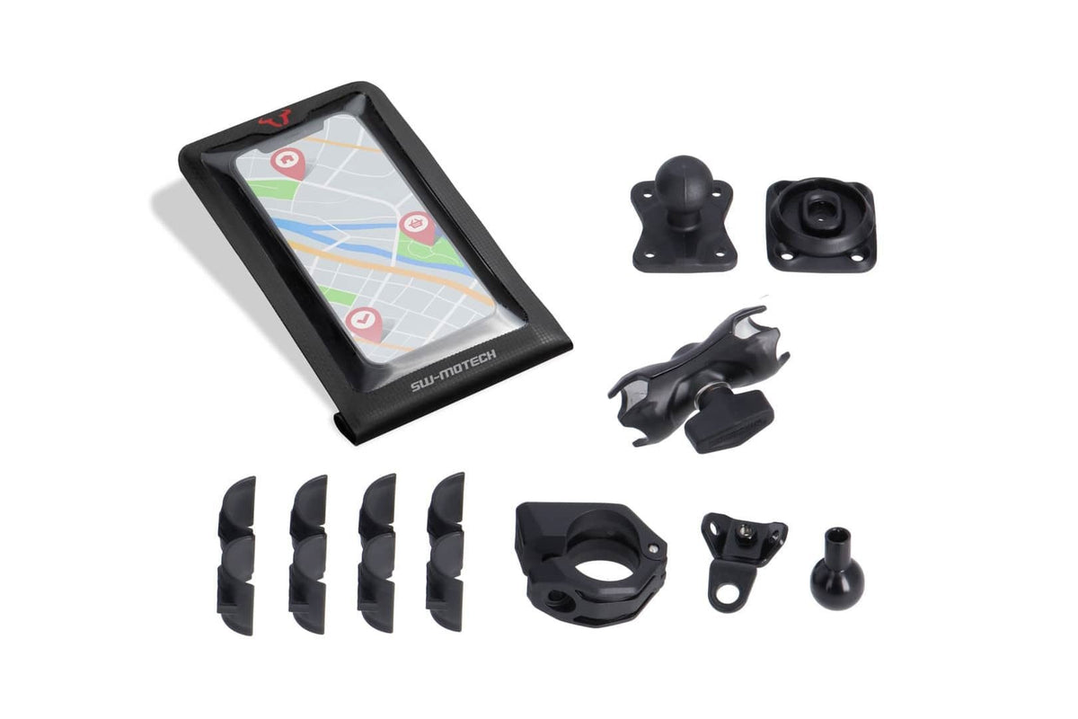 Universal GPS Mount Kit with Smartphone Drybag Incl 2" socket arm, for handlebar/mirror thread - SW-Motech UK