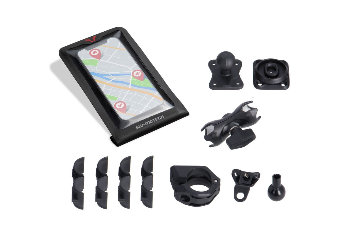Universal GPS Mount Kit with Smartphone Drybag Incl 2" socket arm, for handlebar/mirror thread - SW - Motech UK