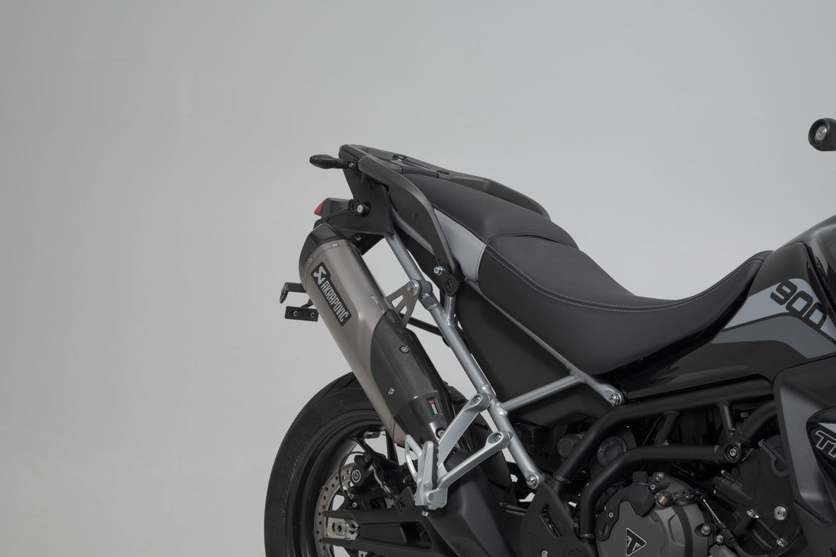 TRAX ADV aluminum case system + Akrapovic Black. 45/37 l. Triumph Tiger 900 (19-23).