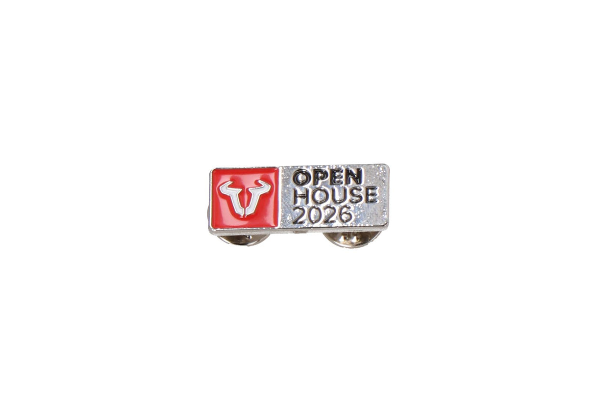 Pin OPEN HOUSE 2026 11.7 mm x 30.0 mm. Multicolored. Pin-on.