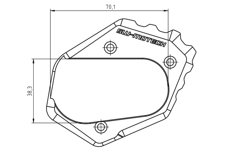 Extension for Side Stand Foot BMW R1200GS, R1250GS Black/Silver