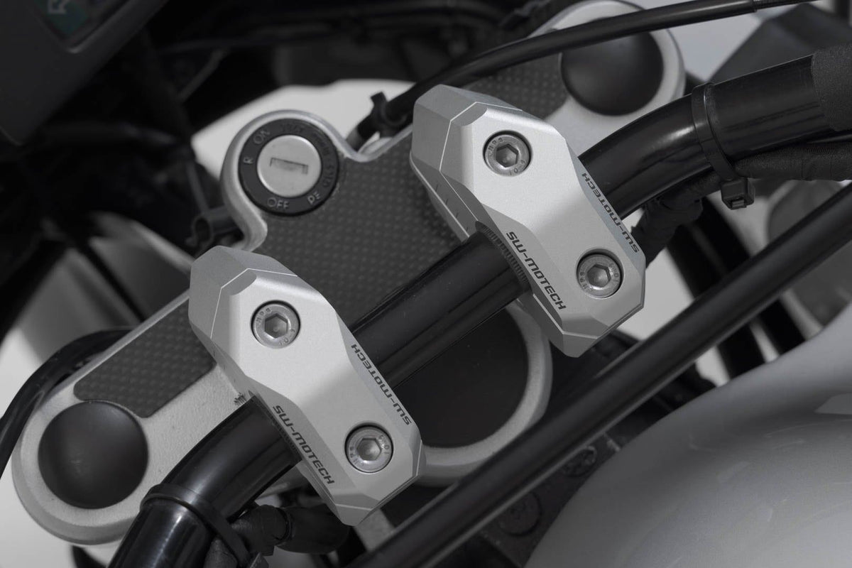 Bar Back Variable for Ø22 Handlebars H=25mm Back 5/10/15/20/25/30 mm Silver - SW-Motech UK