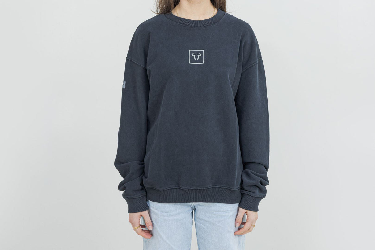 Crewneck  Riders Line Dark Grey. Optic Wash. Unisex. Size XS. - SW - Motech UK