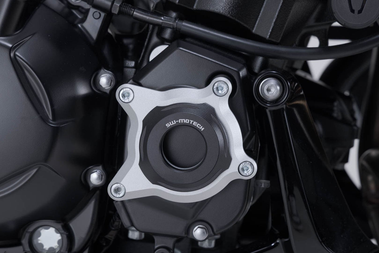 Engine case protector Black/Silver. Kawasaki Z1100 (25 - ). - SW - Motech UK