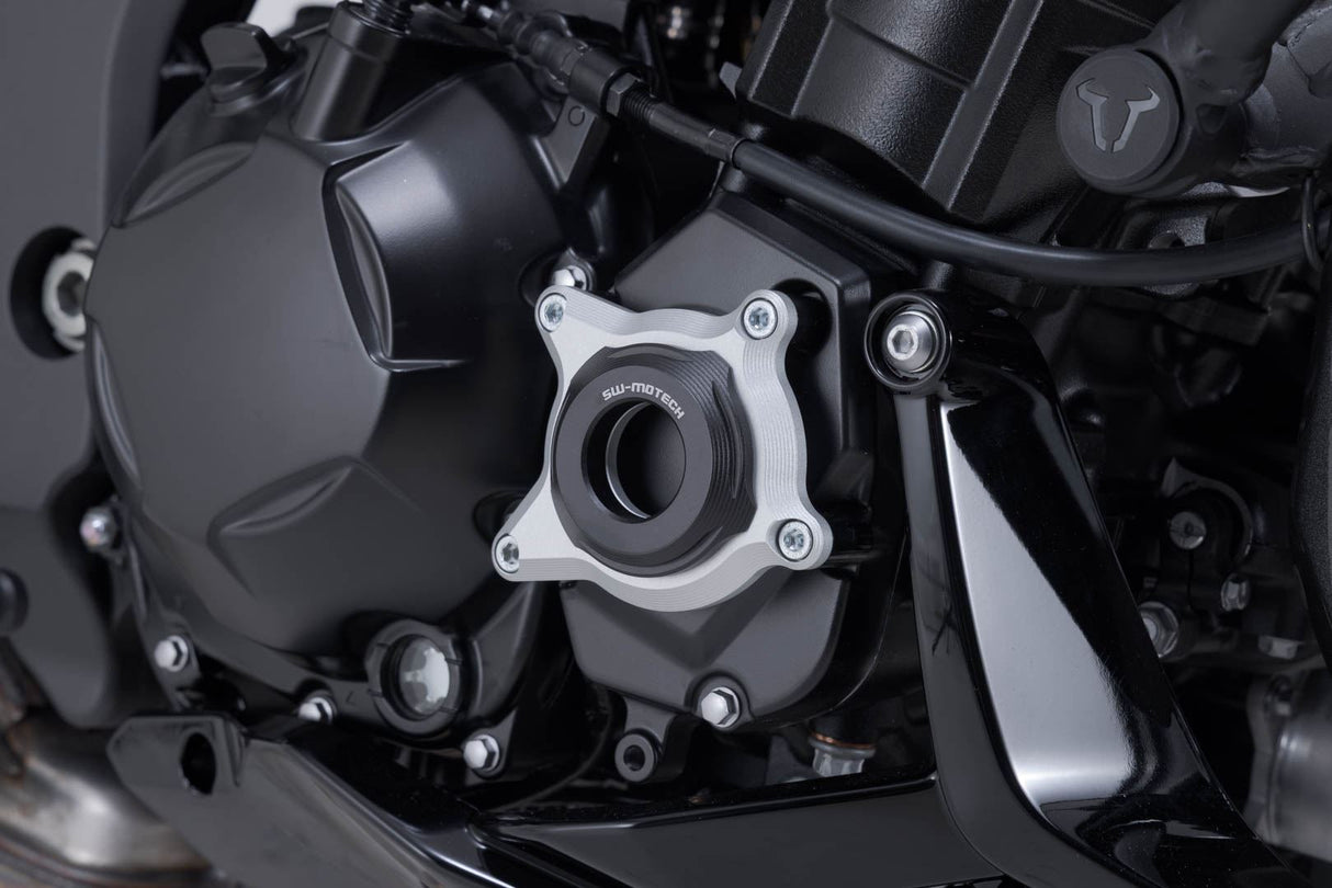 Engine case protector Black/Silver. Kawasaki Z1100 (25 - ). - SW - Motech UK