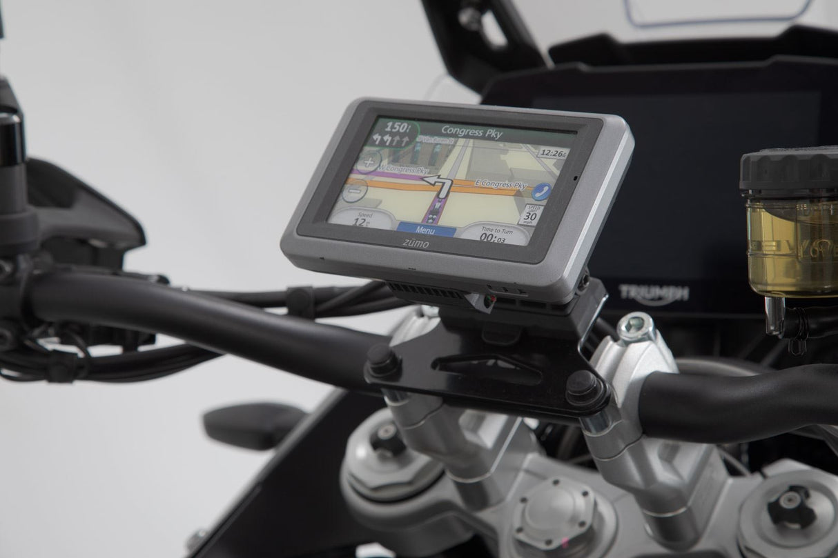 GPS Mount for Handlebar Honda / Suzuki / Triumph models Black - SW - Motech UK