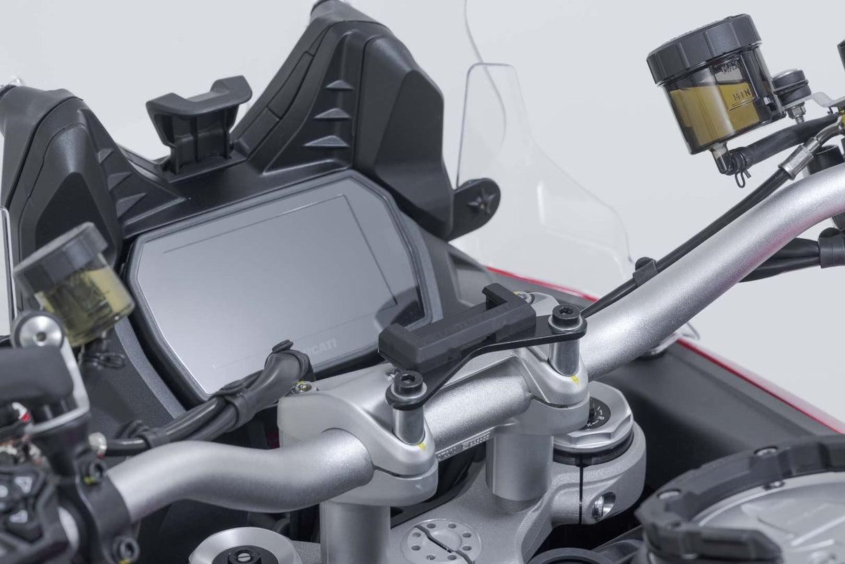 GPS mount on the handlebar Black. Ducati Multistrada V4 (20 - ), V2 (24 - ). - SW - Motech UK