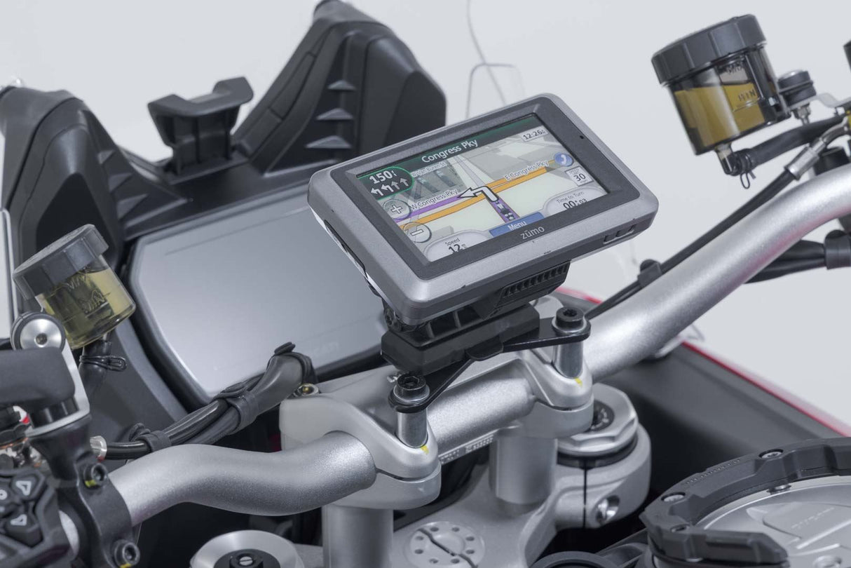 GPS mount on the handlebar Black. Ducati Multistrada V4 (20 - ), V2 (24 - ). - SW - Motech UK