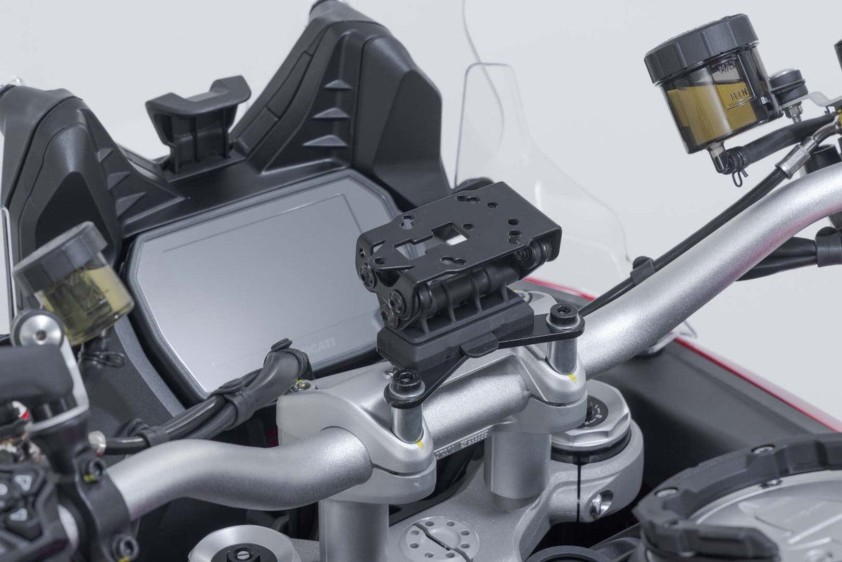GPS mount on the handlebar Black. Ducati Multistrada V4 (20 - ), V2 (24 - ). - SW - Motech UK