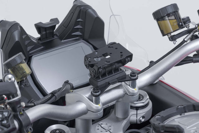 GPS mount on the handlebar Black. Ducati Multistrada V4 (20 - ), V2 (24 - ). - SW - Motech UK