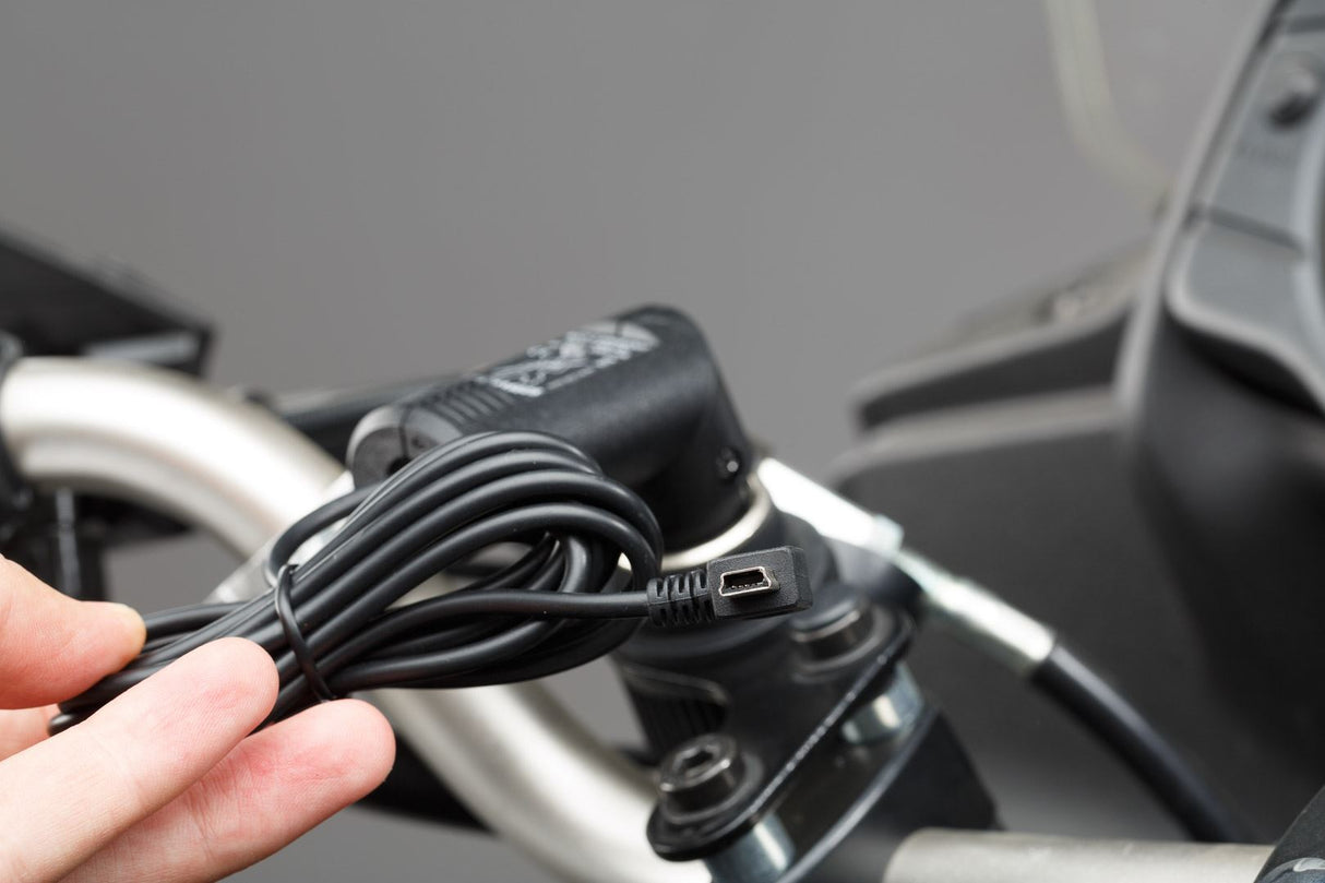 Mini USB charge lead For 12V DIN and cigarette lighter socket 2000 mA - SW - Motech UK