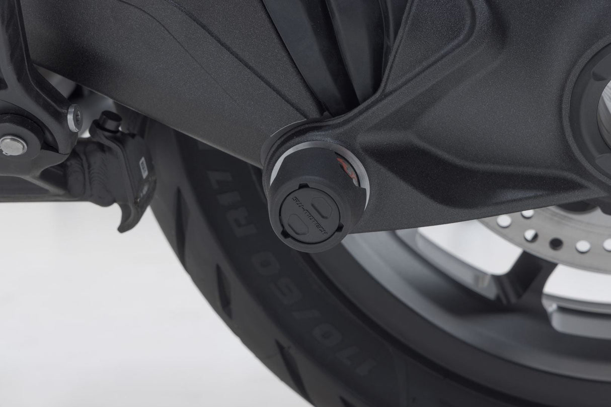 Rear axle crash pad kit R nineT models with single - sided swing arm Black - SW - Motech UK