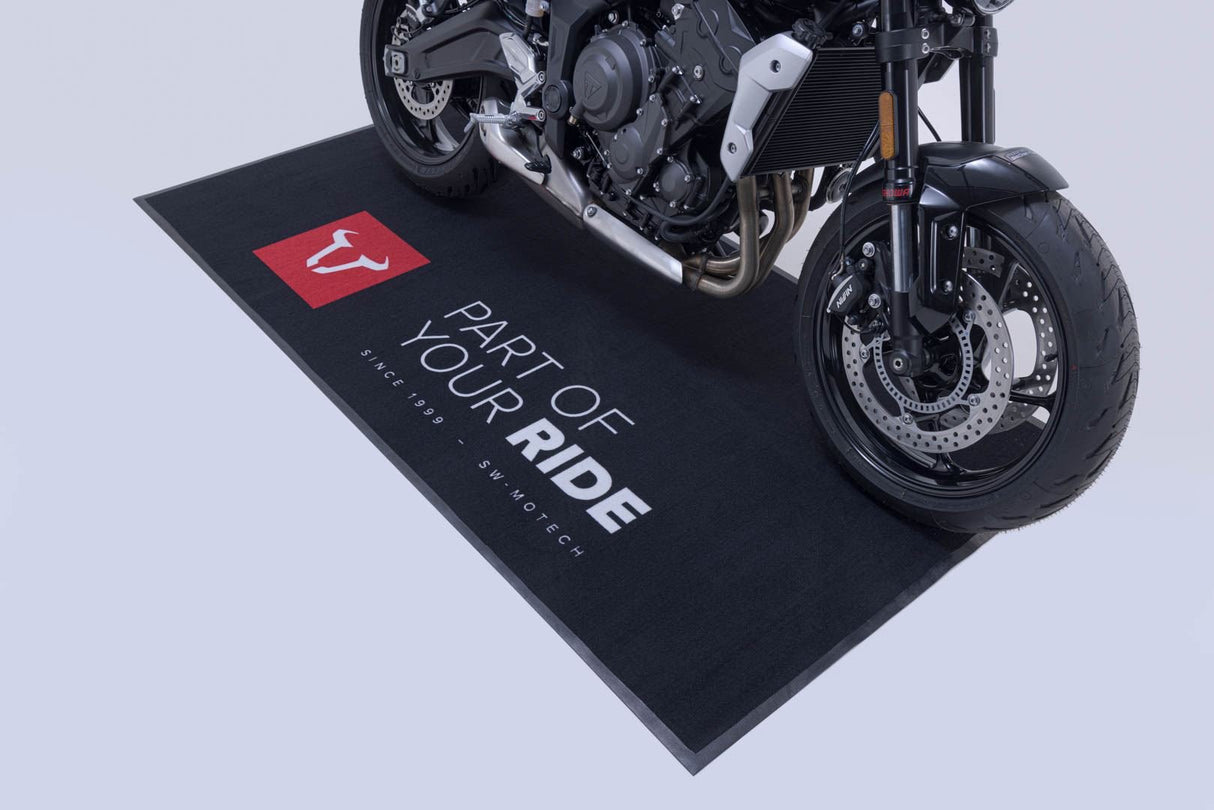 SW - MOTECH bike carpet 2.0x1.0 m. Rectangular. Black. Imprint white/red. - SW - Motech UK
