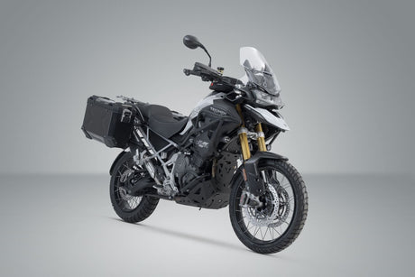 TRAX ADV aluminium case system Tiger 1200 Rally Pro/GT/GT Pro 45/37 Litre Black - SW - Motech UK
