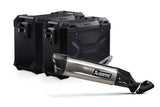 TRAX ADV aluminum case system + Akrapovic Black. 45/37 l. Kawasaki KLE500/KLE500 SE (26-). - SW-Motech UK