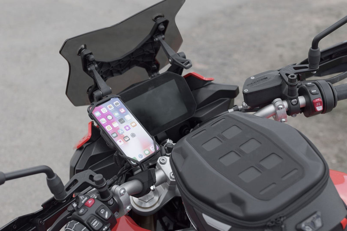 Universal GPS Mount Kit with T-Lock Smartphone Big Incl. 2" Socket Arm, for Handlebar/Mirror Thread - SW-Motech UK