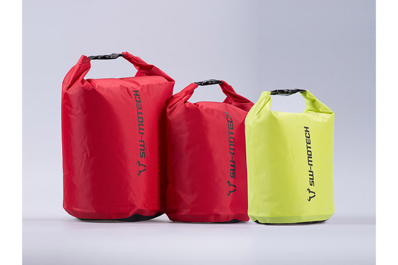 Drypack Storage Bag set 4/8/13 litre Waterproof Roll closure Yellow/Red